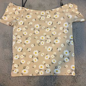 Flower off shoulder top